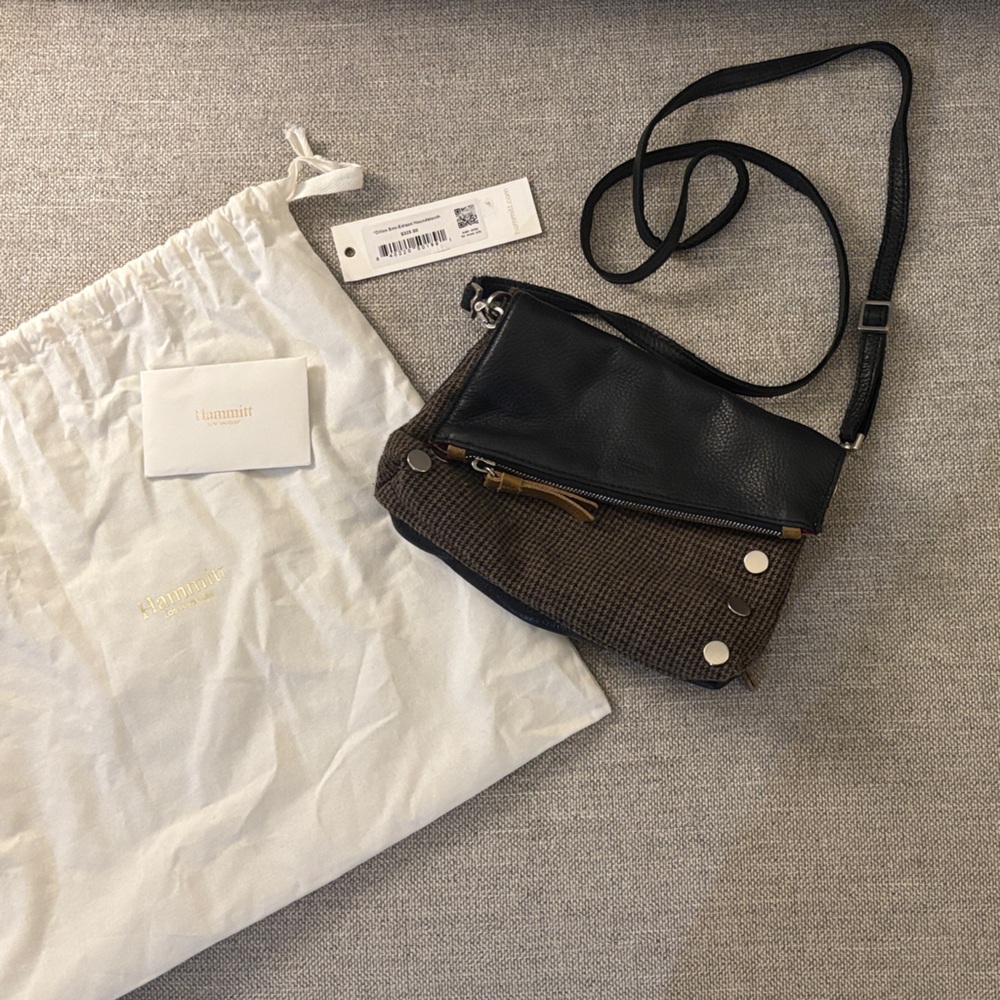 Genuine Hammitt Black and Brown Tweed and Leather Crossbody
